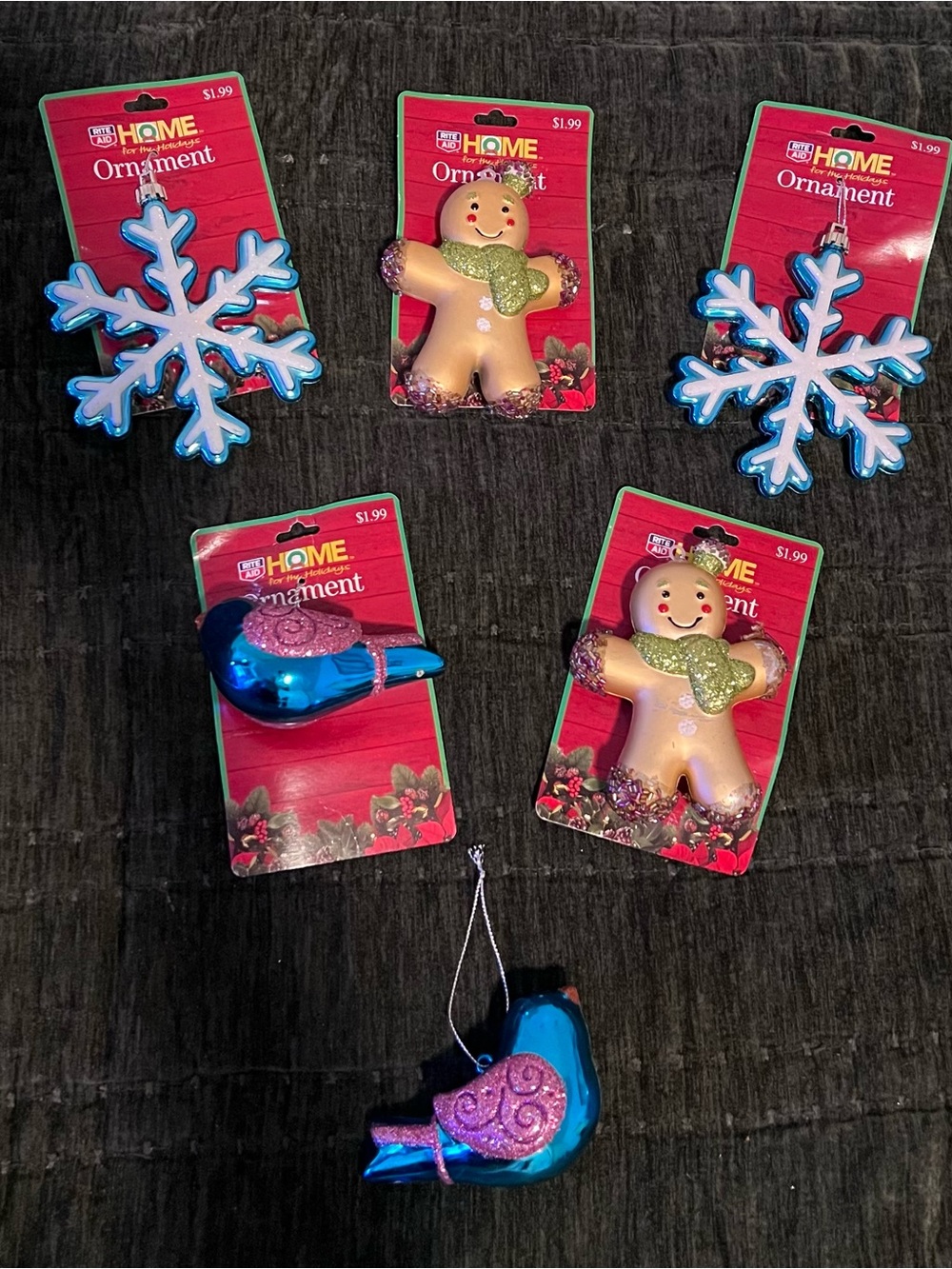 Collection Blue Snowflake, Blue Bird & Gingerbread Ornaments